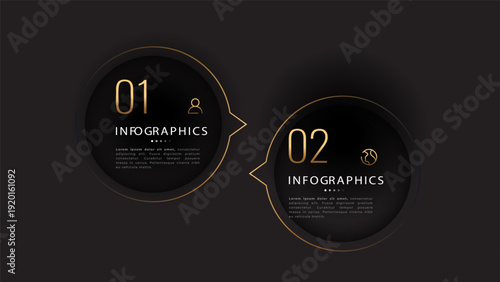 2 steps or process golden infographic banner for your client