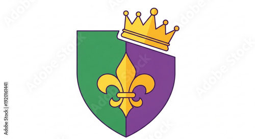 Heraldic shield with fleur de lis and crown symbolizing nobility and royalty medieval crest