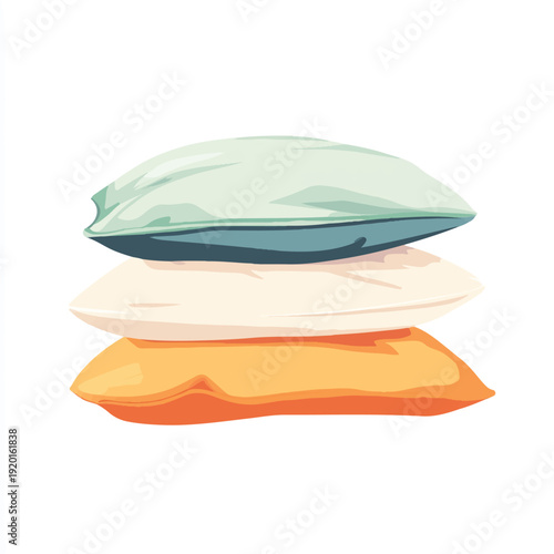Three colorful pillows stacked on top of each other for comfort and rest