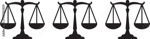 Black silhouettes of scales of justice balance equality