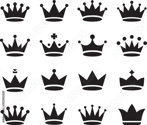 Royal crown icons collection set. Big collection crowns. Vintage vector crown.