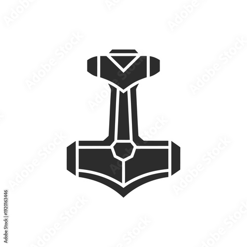 A black silhouette depicting a traditional viking or norse hammer
