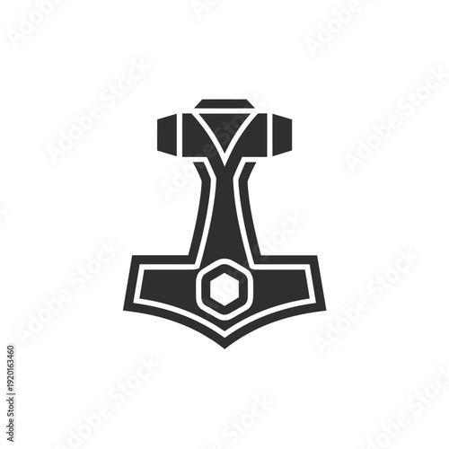 A stylized black silhouette of mj lnir thor s iconic hammer