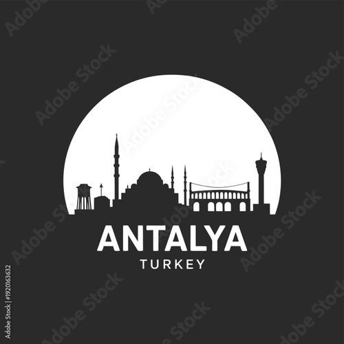Wallpaper Mural Antalya turkey skyline silhouette with a full moon background Torontodigital.ca