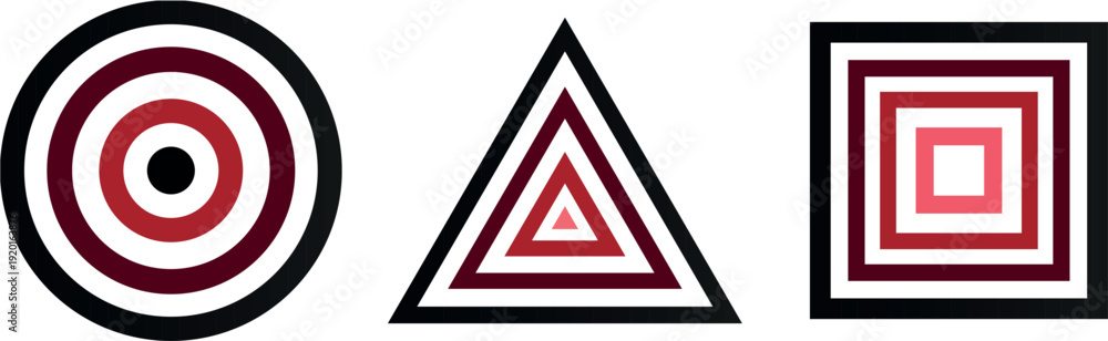 Obraz premium Dynamic Geometric Fusion: Gradient Circle Interlocking with Square and Triangle, Sleek Vector Illustration Artwork