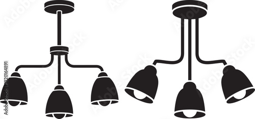 Two contemporary black silhouette chandeliers, one modern minimalist and one traditional, showcasing interior lighting design.