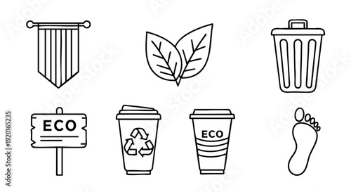 Vector Icons for Eco-Friendly Lifestyle and Sustainability Concepts