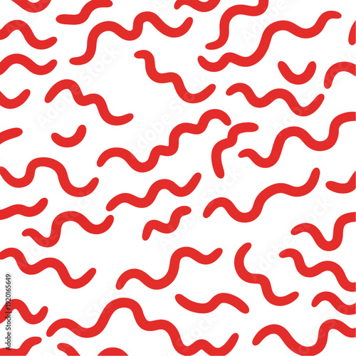Abstract red squiggly lines scattered on a white background, creating a dynamic pattern