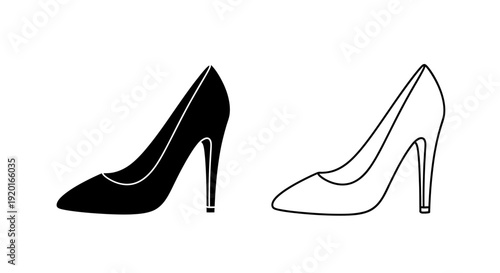 Elegant high heel shoes, stylish footwear design, black and white pumps Vector