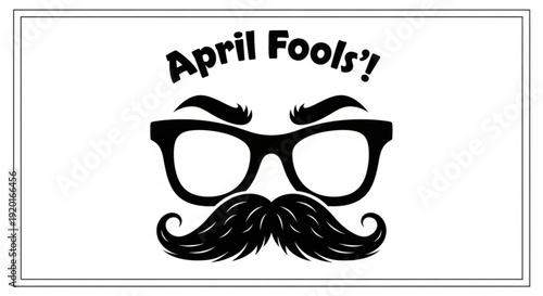 April fools' day humorous illustration with glasses and mustache