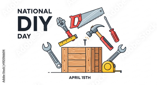 Colorful april fool's day celebration with balloons and party horns on blue background