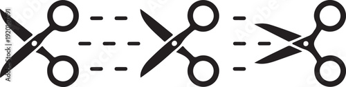 Set hair cut scissor icon. Scissors vector design element or logo template. Black and white silhouette isolated.
