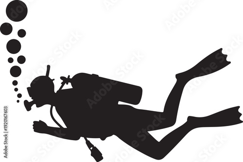 Scuba diving silhouette
