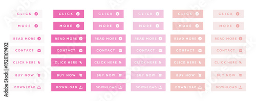 Fotografía Minimal UI Button Set / UI kit/ pink minimal / Call To Action Buttons / Web desi
