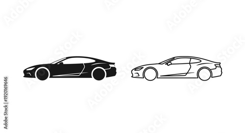 Black and white car designs for advertising and marketing Vector