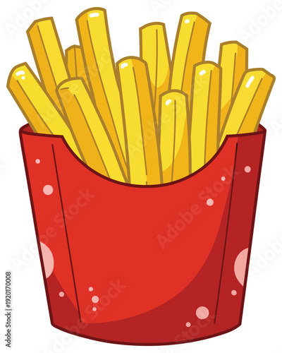 French fries vector illustration in red carton pack