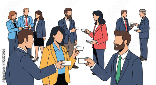 Business People Networking at Corporate Event Illustration