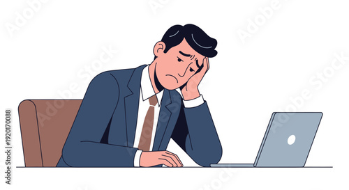 Businessman Sleeping at Desk with Laptop Illustration