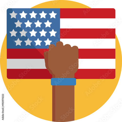 The fist stands for empowerment, courage, and determination to challenge injustice and demand change.