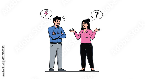 Business People Arguing with Question Marks Illustration