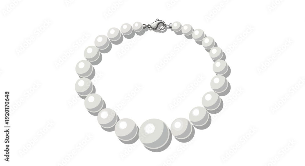 Obraz premium A beautiful white pearl necklace with a clasp, displayed against a white background.