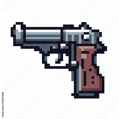 Pixelated Handgun Illustration A Classic Weapon Design