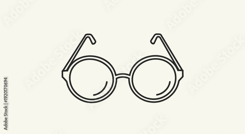 A simple line drawing of a pair of round eyeglasses on a plain background.