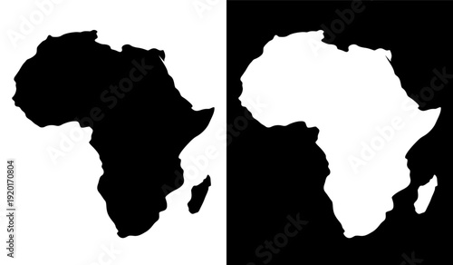 Contrasting visual representations of the african continent in black and white silhouettes Vector