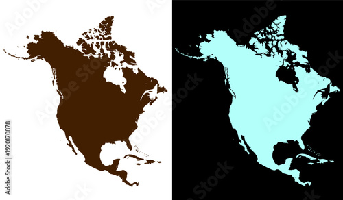 Contrasting map representations of north america with different color schemes Vector
