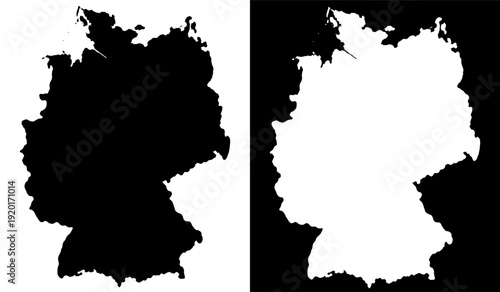 Contrast comparison of the german flag silhouette against black and white backgrounds Vector