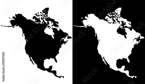 Contrast comparison of north and central america maps with different visual styles Vector