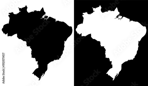 Contrast comparison of brazil's map with dark and light color schemes Vector