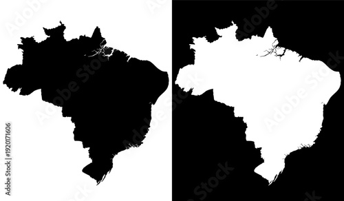 Comparison of filled and outlined maps of brazil's geographical regions Vector