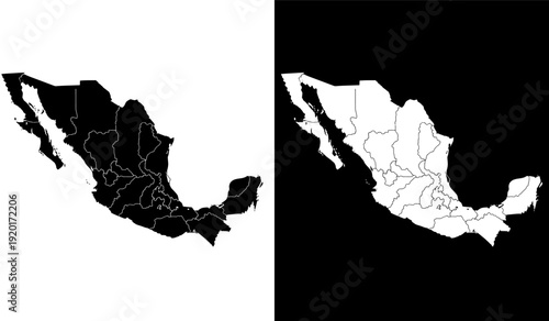 Contrast comparison of a mexican map with varying pixel densities for visual analysis Vector
