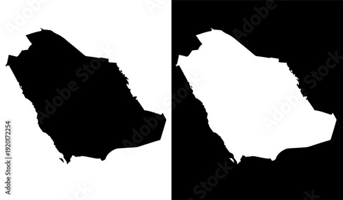 Contrast comparison of the silhouette of the kingdom of saudi arabia on black and white backgrounds Vector
