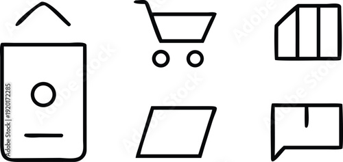 Minimalist E-commerce and Business Strategy Outline Icon Set