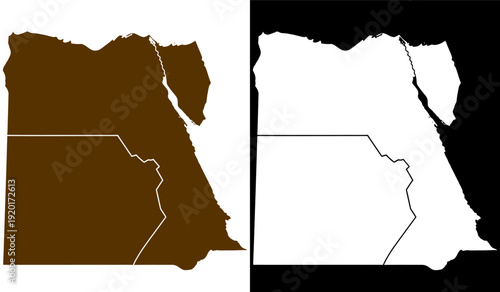 Geographical map comparison of egypt with shaded and unshaded regions Vector
