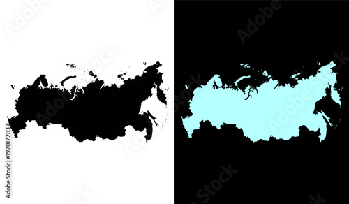 Russia Map Silhouette Vector Illustration – Black and Blue Isolated Country Shape on Light Background