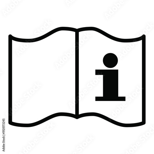 Simple information icon in open book symbolizing knowledge and guidance