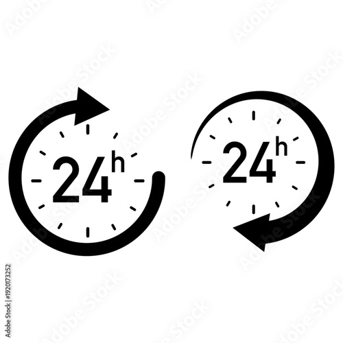 24 hour clock icons for business and productivity concepts