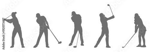  Golf player swing silhouette collection 