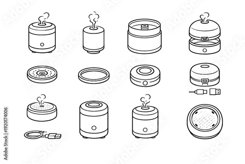 Vector control geometry aroma simple icon subtle plate ring unit usb mini