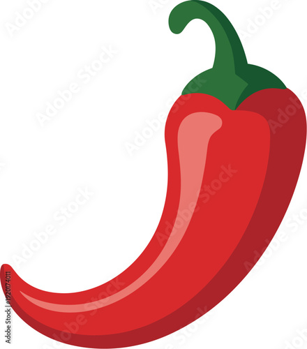 Tableau sur toile Red chili food vector on white background.