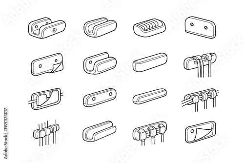 Groove routing vector cable modern look body wall icon set home support