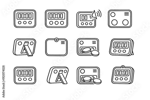Digital flat functional icons clock countdown replaceable icon timer adjustable vector form