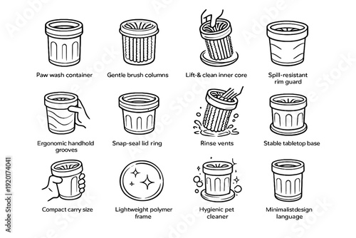 Gentle paw base rinse vector cleaner ergonomic handhold icon grooves pet design