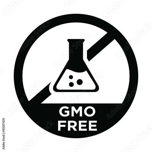 GMO free icon symbol with laboratory flask
