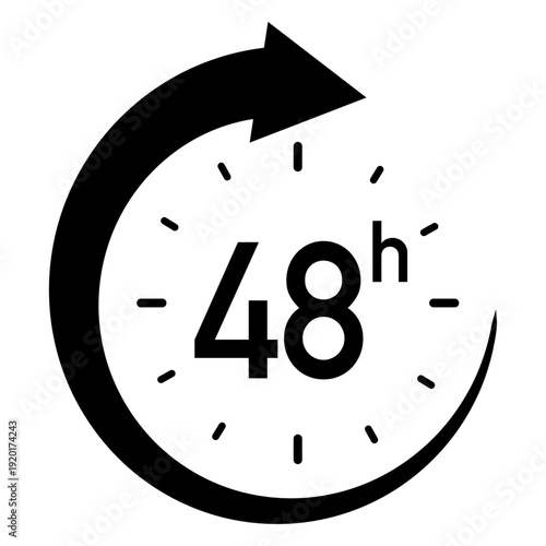 48 hour countdown timer icon with circular arrow