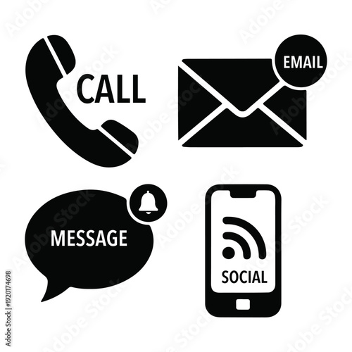 Modern communication icons for business and social media