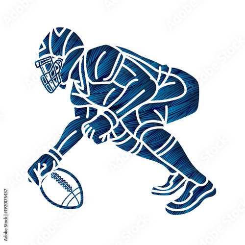 American Football Player Ready to Fight Action Graphic Cartoon Sport Graphic Vector